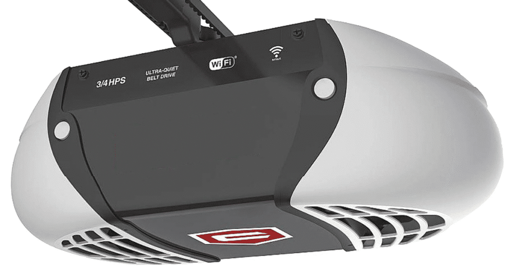 WiFi garage opener with quiet belt drive.